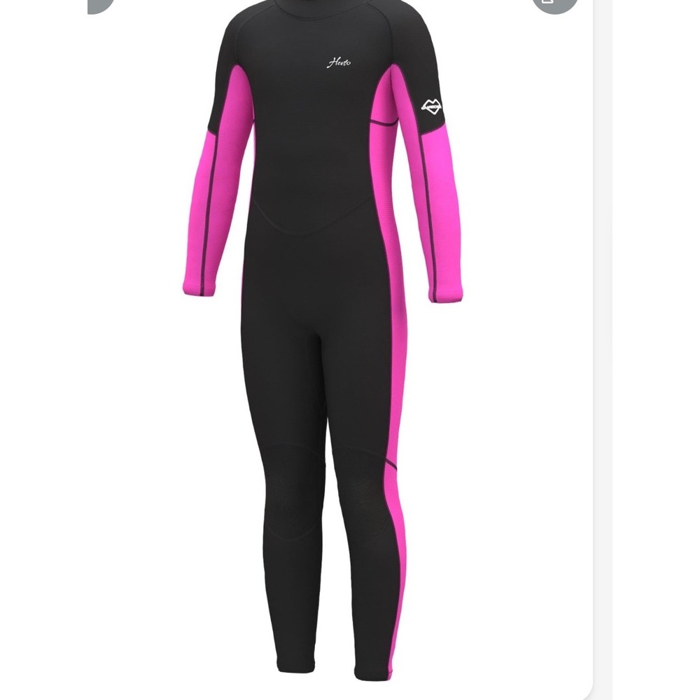 Hevto Kids Girls‎ Wetsuit Size 12 Black Pink 3mm Neoprene Full Body Surf Suit